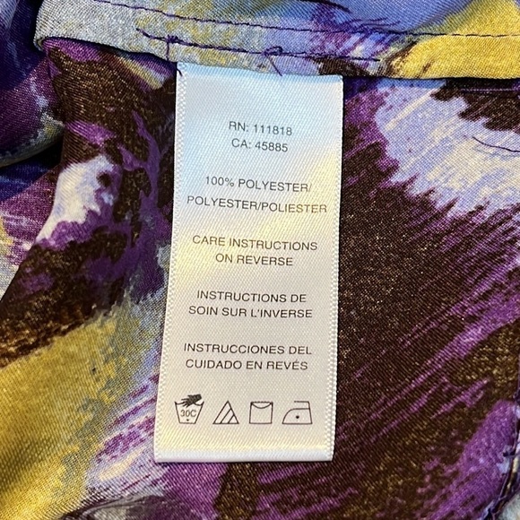 MICHAEL Michael Kors Silky Abstract Print Asymmetrical Neckline Top Shell Blouse - Picture 6 of 6